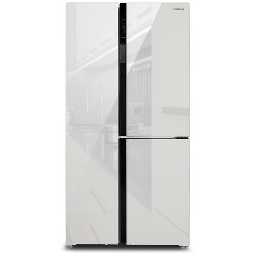 Холодильник Hyundai CS6073FV белое стекло (трехкамерный)