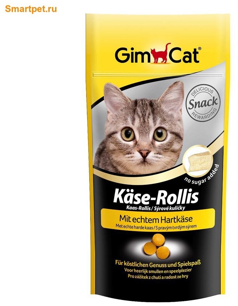 Лакомство для кошек GimCat Käse-Rollis Сырные ролики (шарики), 425 г - фотография № 4