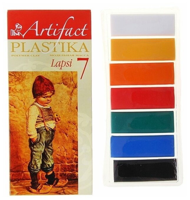 Пластика - полимерная глина набор LAPSI 7 классических цветов 140г