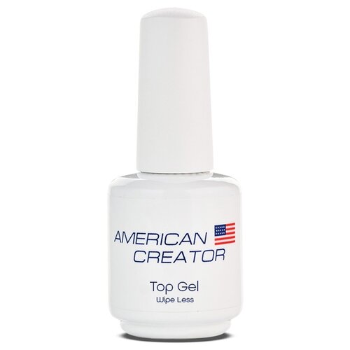 Топ для ногтей глянцевый без липкого слоя American Creator Top Gel Wipe Less, 15 мл