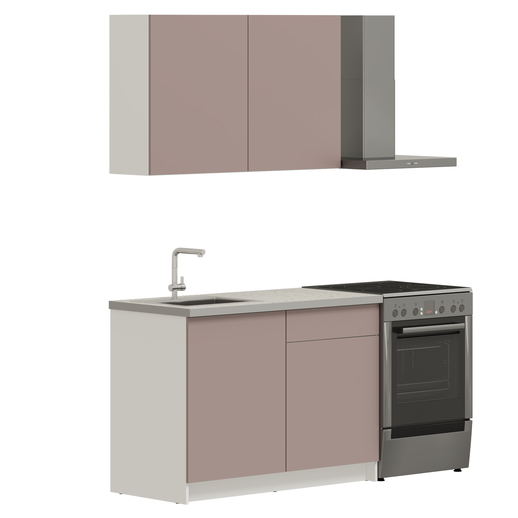 Кухонный гарнитур, кухня прямая илинда 121 см (1,21 м), со столешницей, ЛДСП, пыльный розовый