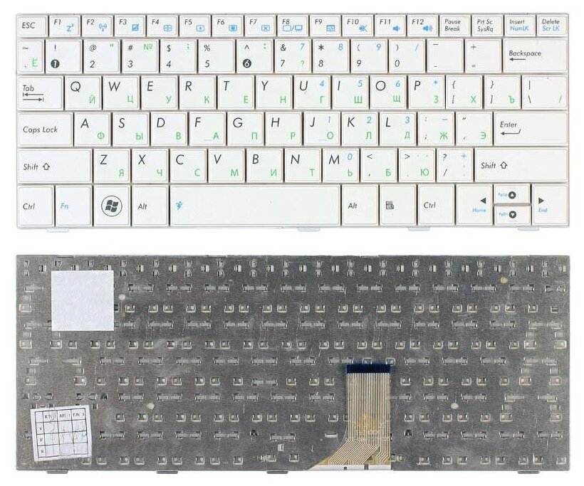 Клавиатура для ноутбука Asus EEE PC 1008P Русская Белая 1430₽