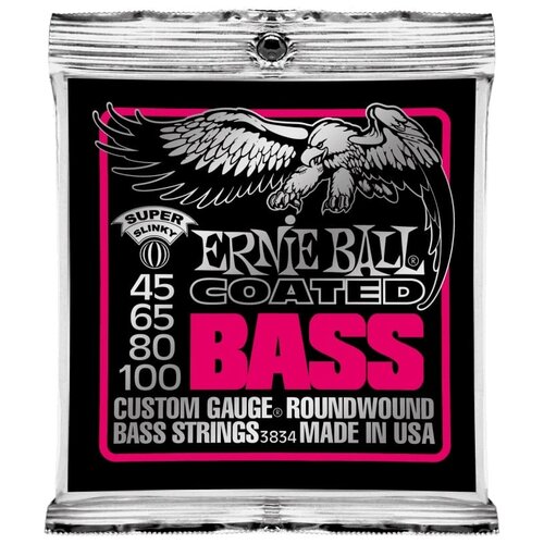 Набор струн Ernie Ball P03834 Coated Bass Super Slinky, 1 уп. струны для бас гитары ernie ball 3834