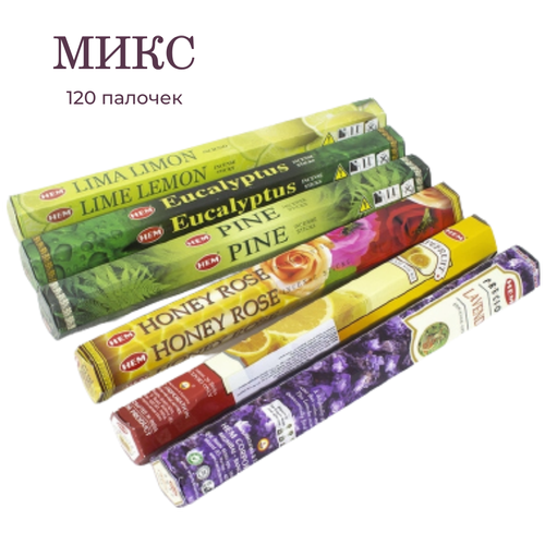 Благовония ароматические палочки HEM Микс 6 упак. х 12 палочек