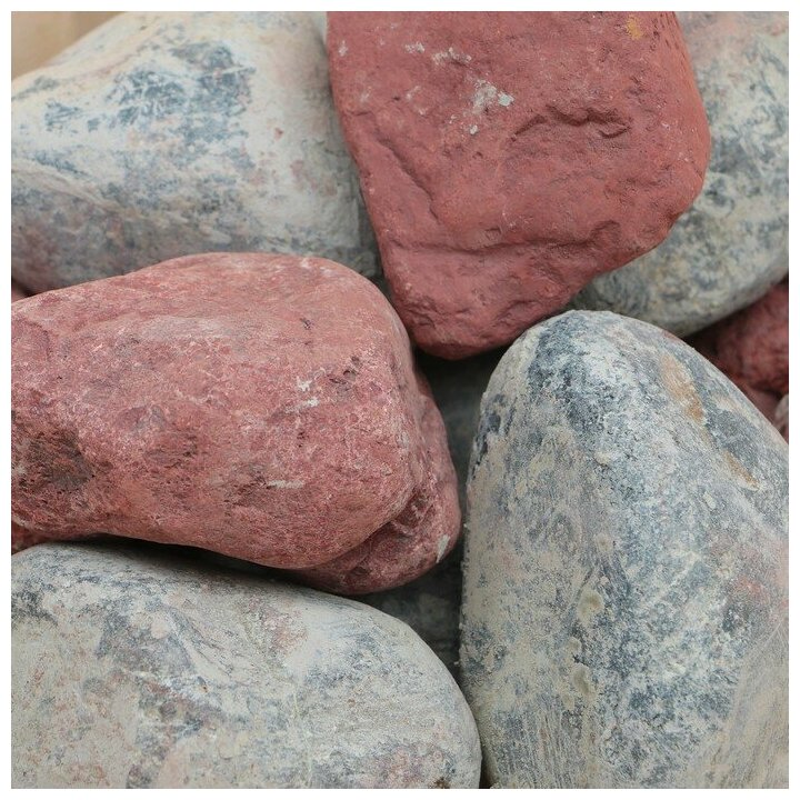 Камень для бани "Дуэт" яшма и серпентинит, 20 кг, обвалованный - фотография № 3