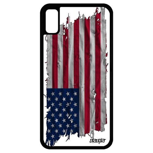 фото Противоударный чехол для телефона // iphone xr // "флаг соединенных штатов на ткани" государственный патриот, utaupia, белый