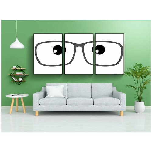 фото Набор модулных постеров для интерьера "очки, оправа для очков, хорошо видеть" 60x90 см. в тубусе, без рамки lotsprints