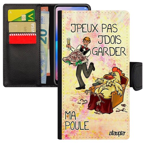 фото Защитный чехол-книжка на мобильный // xiaomi mi 8 lite // "не могу - у меня курица!" крутой прикольный, utaupia, светло-розовый