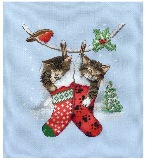 PCE0504 Набор для вышивания Anchor Рождественские котята 19,5*16,5см