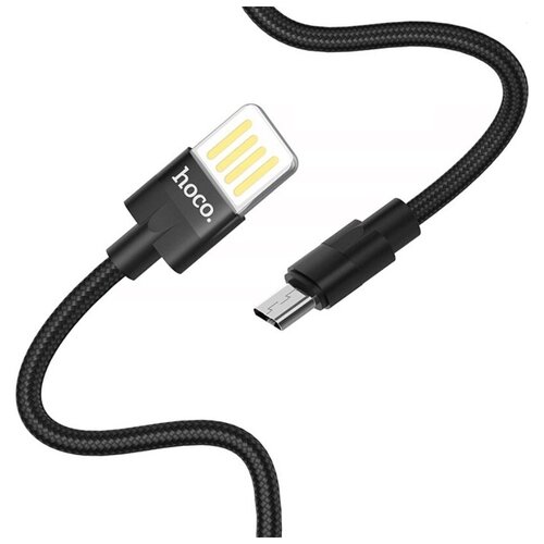 Кабель Hoco U55 Dual side USB - Micro USB 1.2 м, черный кабель зарядки и синхронизации данных usb hoco u39 slender для micro usb 2 4а длина 1 2м синий 6957531077381