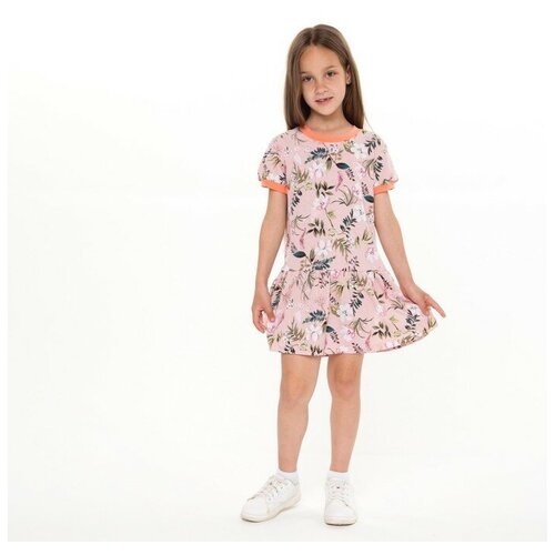 фото Платье для девочки, цвет персик/цветы, рост 98 см юниор текстиль
