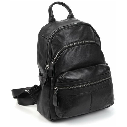 фото Мужской кожаный рюкзак 5253 блек fuzi house