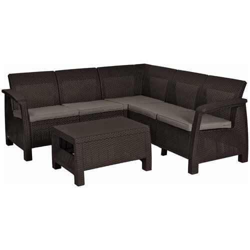 Комплект мебели KETER Corfu Relax Set (диван, стол), коричневый комплект мебели keter corfu weekend стол 2 кресла коричневый