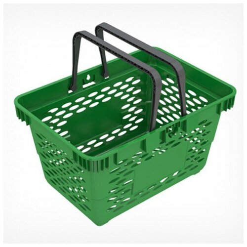 фото Корзина покупательская пластиковая, 20л, 2 пластиковые ручки, цвет зелёный mikimarket