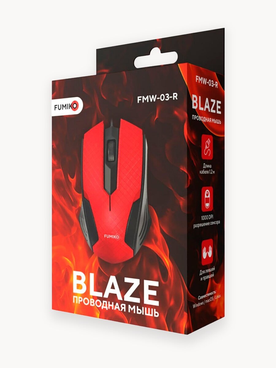 Мышь Fumiko, оптическая, игровая, для левши/правши, 3 клавиши