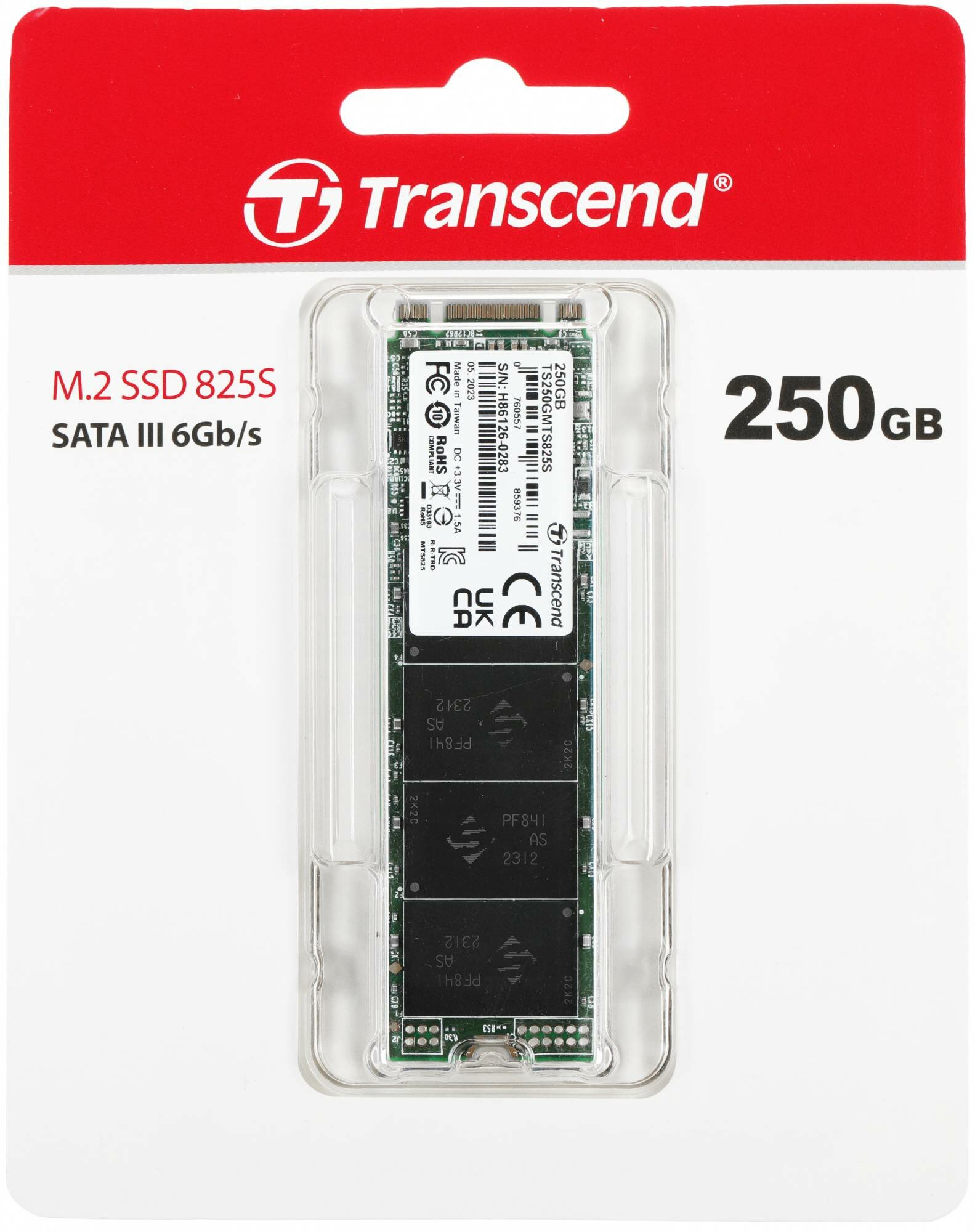 Твердотельный накопитель Transcend 250 ГБ M2 TS250GMTS825S