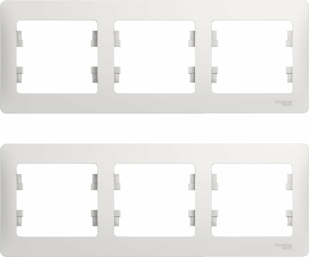 Рамка Schneider Electric Glossa трехместная горизонтальная белая (комплект из 2 шт)