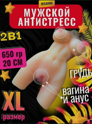 Изображение товара Мастурбатор для мужчин Вагина, анус, грудь, женский торс 20см.