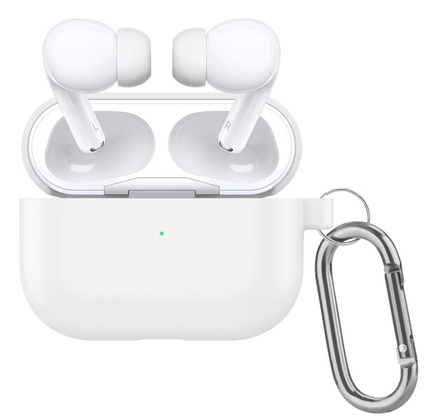 Силиконовый Чехол для Airpods Pro Белый с карабином