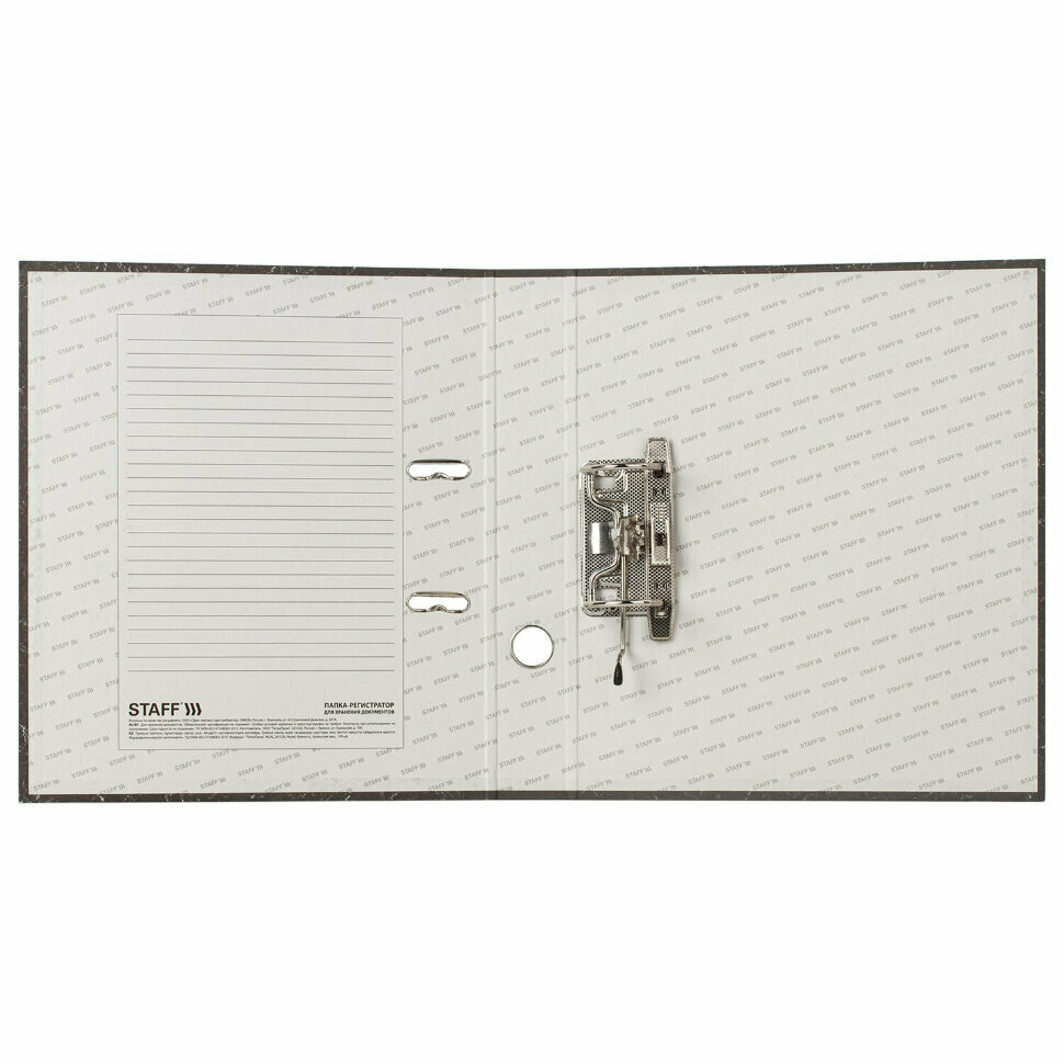 STAFF Папка-регистратор Бюджет с мраморным покрытием без уголка, А4, 50 мм, черный под мрамор - фото №17