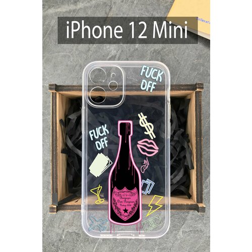 Силиконовый чехол Шампанское для Apple iPhone 12 Mini/ Айфон 12 Мини силиконовый чехол бабочки на apple iphone 12 mini