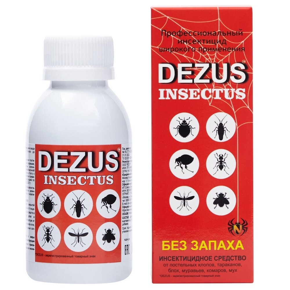 Средство Dezus (Дезус) Insectus от клопов, тараканов, блох, муравьев, 100 мл
