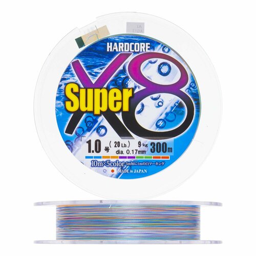 Шнур плетеный Duel Hardcore PE X8 Super #1 0,17мм 300м (5color)