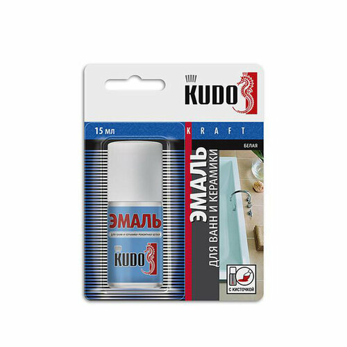 Эмаль KUDO для ванн и керамики с кисточкой 15 мл белая KU-7K1301 445₽
