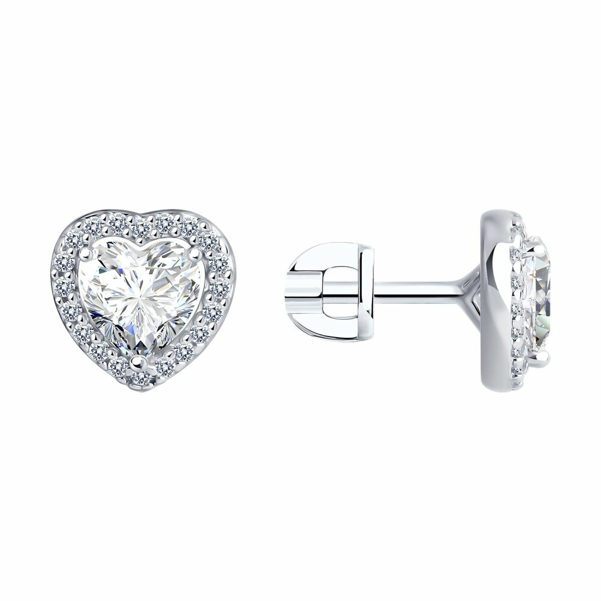 Серьги пусеты Diamant online, серебро, 925 проба, фианит