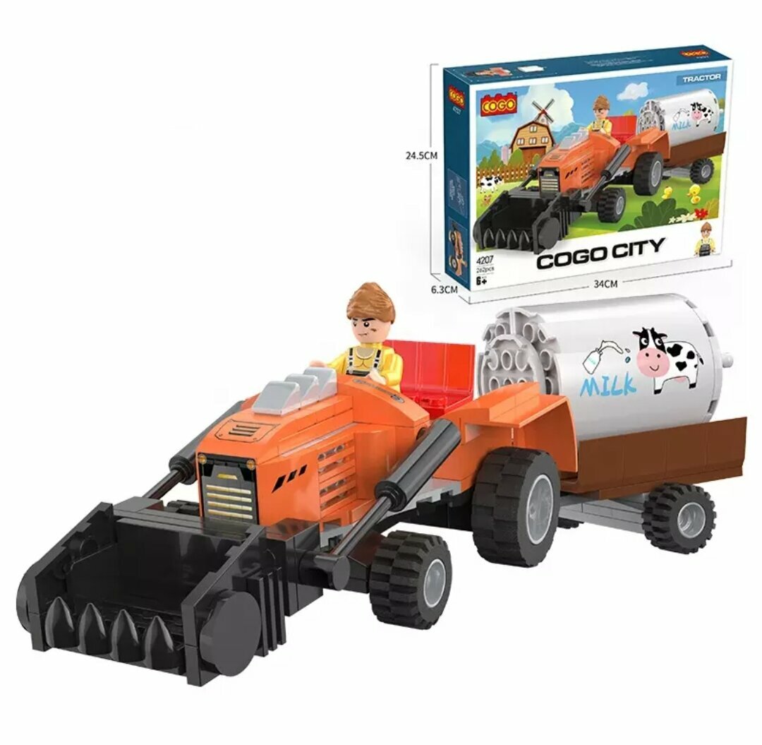 Конструктор/ Cities/ Город/ Трактор с прицепом/ 263 детали/ 4207/ ребенку