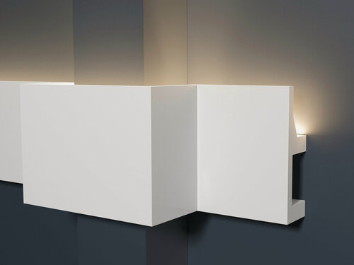 Изображение товара Декоративные рейки на стену с подсветкой и с отражателем, дюрополимер Decor-Dizayn (Декор-Дизайн), 80x25x2000 мм, DD615 белый