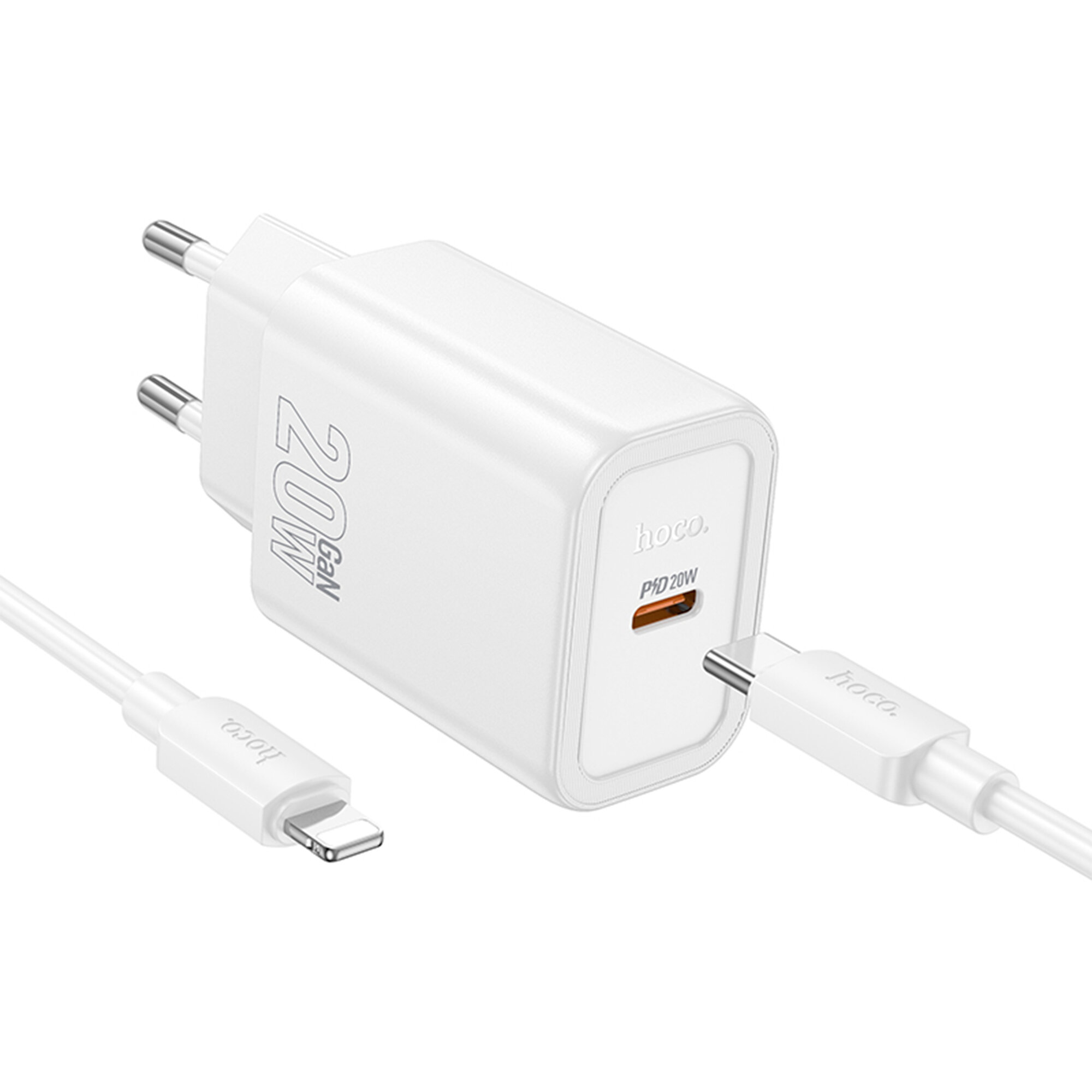 Сетевое зарядное устройство, 1 PD 20W (N60), HOCO, Type-C to Lightning, белый