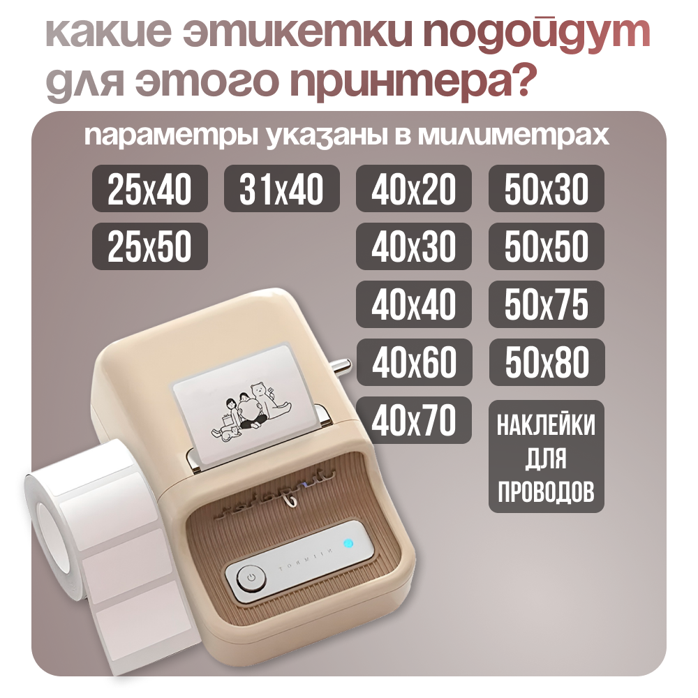 Мини принтер Niimbot B21, беспроводной, Bluetooth, для этикеток, штрих-кодов — фото 1