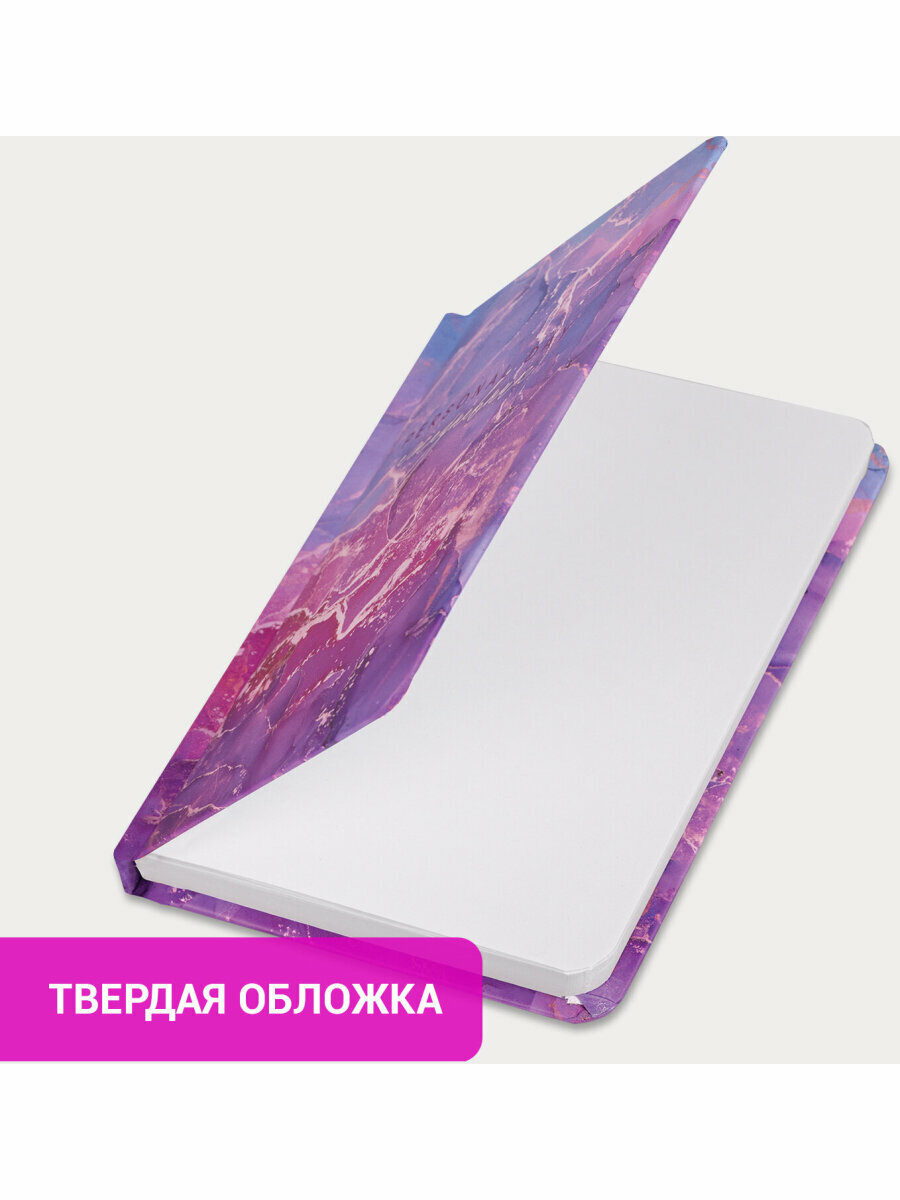 Ежедневник-планер (планинг) / записная книжка / блокнот недатированный с резинкой, Формат А6 (109х148 мм) Brauberg твердый переплет, 128 листов, Мрамор — фото 1
