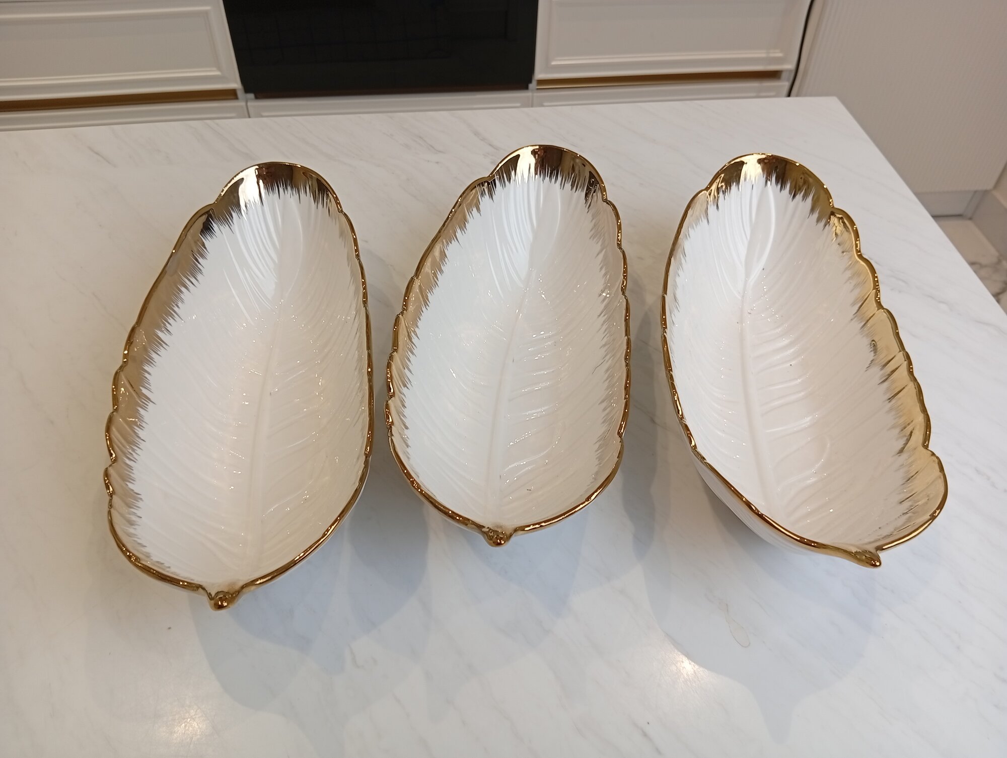 Салатница "Роскошь", фарфор, овальная, бело-золотая, 22 см, 1шт