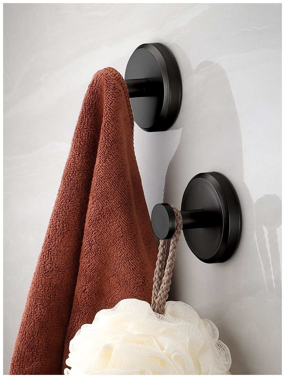 Крючки на вакуумной присоске для полотенец душа, ванны и кухни на холодильник FEST 2шт чёрный