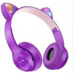 Наушники беспроводные Bluetooth Cat Ear P47M со светящимися кошачьими ушками, фиолетовый