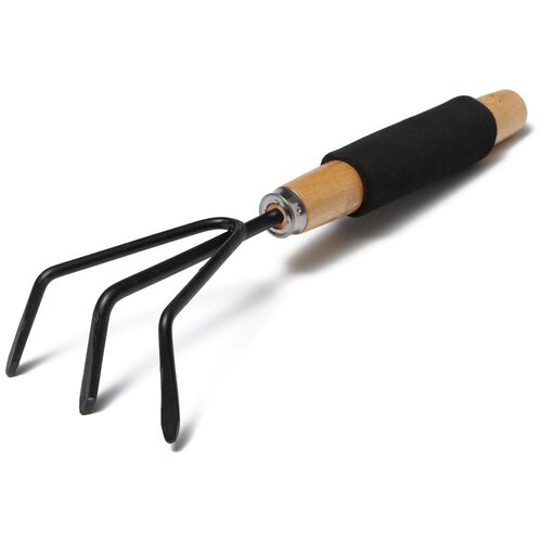 рыхлитель длина 20 см 3 зубца деревянная ручка Культиватор Greengo 2710194 черный