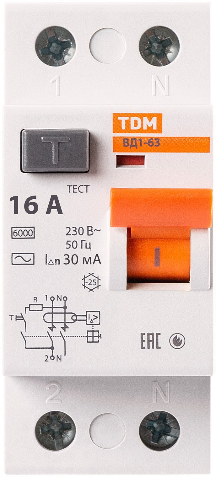 УЗО TDM SQ0203-0004 ВД1-63 2Р 16А 30мА