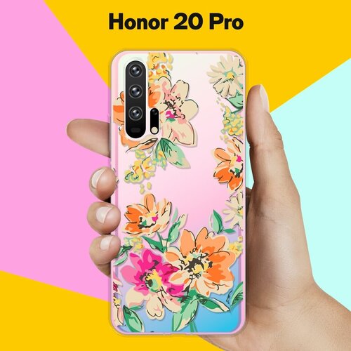 Силиконовый чехол Цветы оранжевые на Honor 20 Pro силиконовый чехол цветы оранжевые на honor 10i