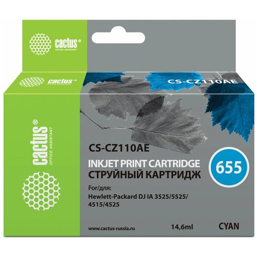 картридж струйный cactus cs cz110ae для hp deskjet i3525 5525 4515 4525 1 шт Картридж струйный CACTUS (CS-CZ110AE) для HP Deskjet I3525/5525/4515/4525, голубой