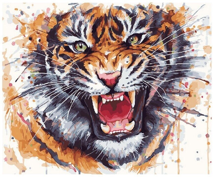 Картина по номерам Оскал тигра 40х50 см Hobby Home