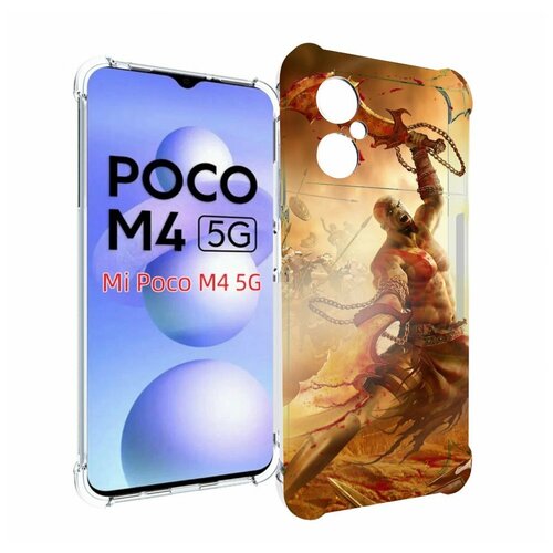 Чехол MyPads God Of War III для Xiaomi Poco M4 5G задняя-панель-накладка-бампер чехол mypads god of war iii для xiaomi black shark 5 задняя панель накладка бампер