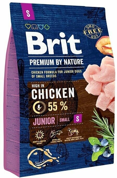 Сухой корм для щенков Brit Premium by Nature, курица 3 кг (для мелких пород)