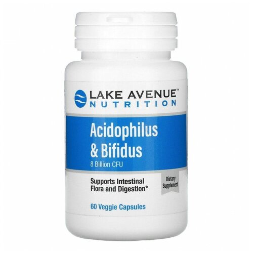 Пробиотики Бифидус и Ацидофилус, препарат для печени, смесь пробиотиков Acidophilus и Bifidus Lake Avenue Nutrition, 60 капсул