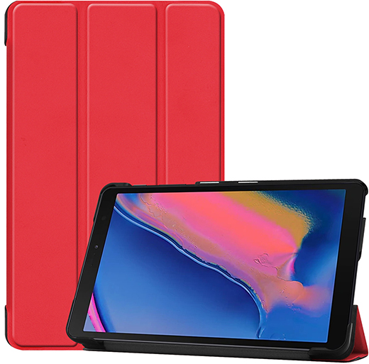 Чехол-обложка MyPad для Samsung Galaxy Tab A 8.0 (2019) SM-P200 / P205 тонкий умный кожаный на пластиковой основе с трансформацией в подставку красный