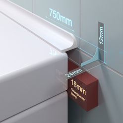 Акриловый плинтус бордюр для ванной BNV ГЛ24 75 сантиметров правая сторона, белый цвет, BNV глянцевая поверхность