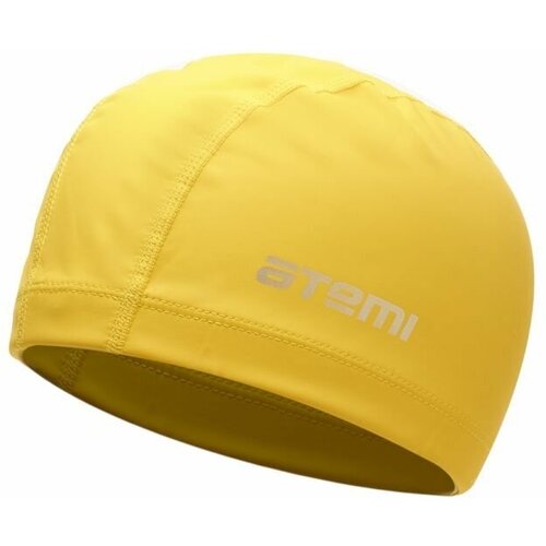 Шапочка для плавания Atemi PU 14, для взрослых, тканевая с ПУ покрытием, желтая.