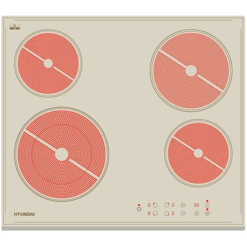 Варочные панели HYUNDAI Варочная поверхность Hyundai HHE 6450 BE бежевый 2489000₽