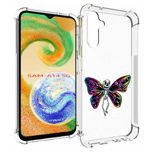 чехол mypads бирюзовые бабочки для samsung galaxy a14 5g задняя панель накладка бампер Чехол MyPads эффект бабочки для Samsung Galaxy A14 4G/ 5G задняя-панель-накладка-бампер